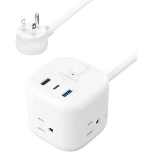 Power Strip Cube with USB C USB A Outlets and 5 Ft Extension Cord Travel